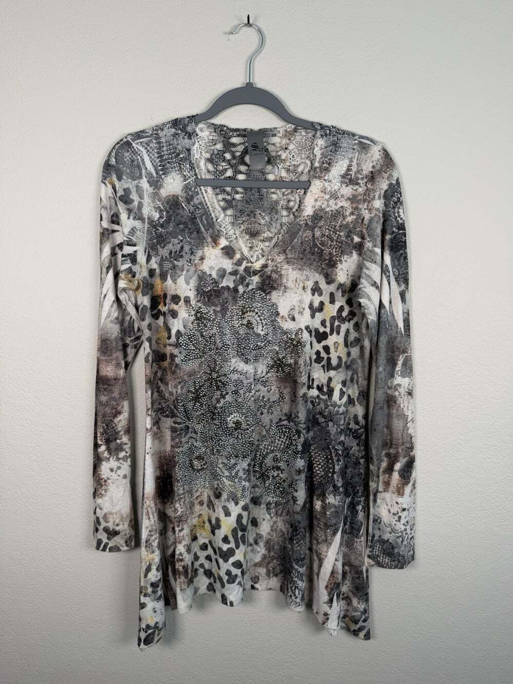 Y2K Ed Hardy Inspired S-Twelve Dress Large Lace Leopard Print Abstract 2000’s
